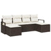 Bankstel 6 st Bruin en Crème poly rattan