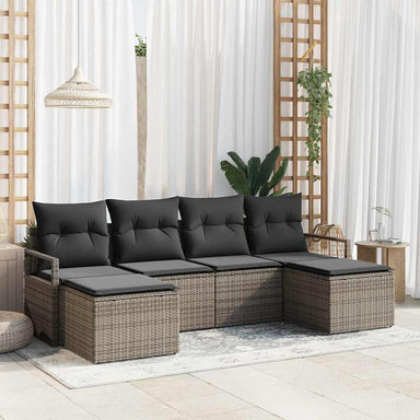 Bankstel 6 st Grijs poly rattan