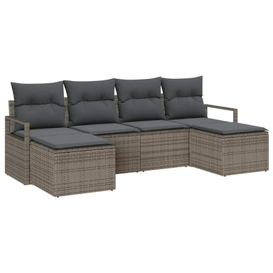 Bankstel 6 st Grijs poly rattan