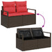 Bankstel 6 st Bruin en Rood poly rattan