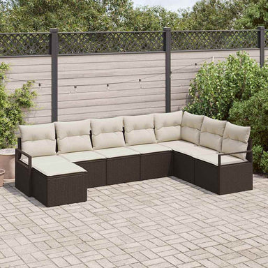 Bankstel 8 st Bruin en Crème poly rattan