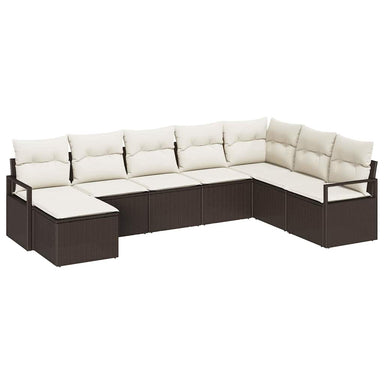Bankstel 8 st Bruin en Crème poly rattan