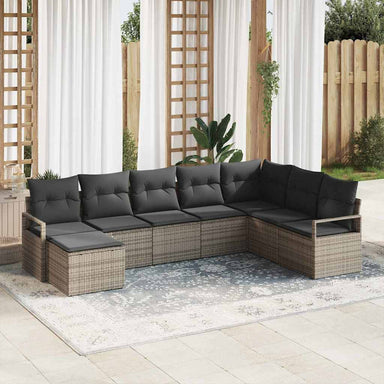 Bankstel 8 st Grijs poly rattan