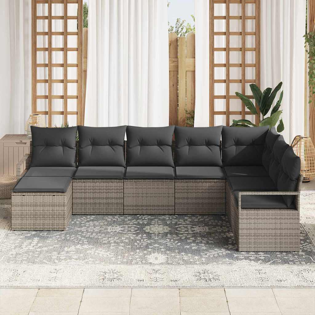 Bankstel 8 st Grijs poly rattan