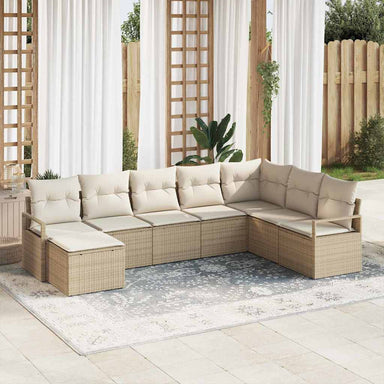 Bankstel 8 st Beige en Crème poly rattan