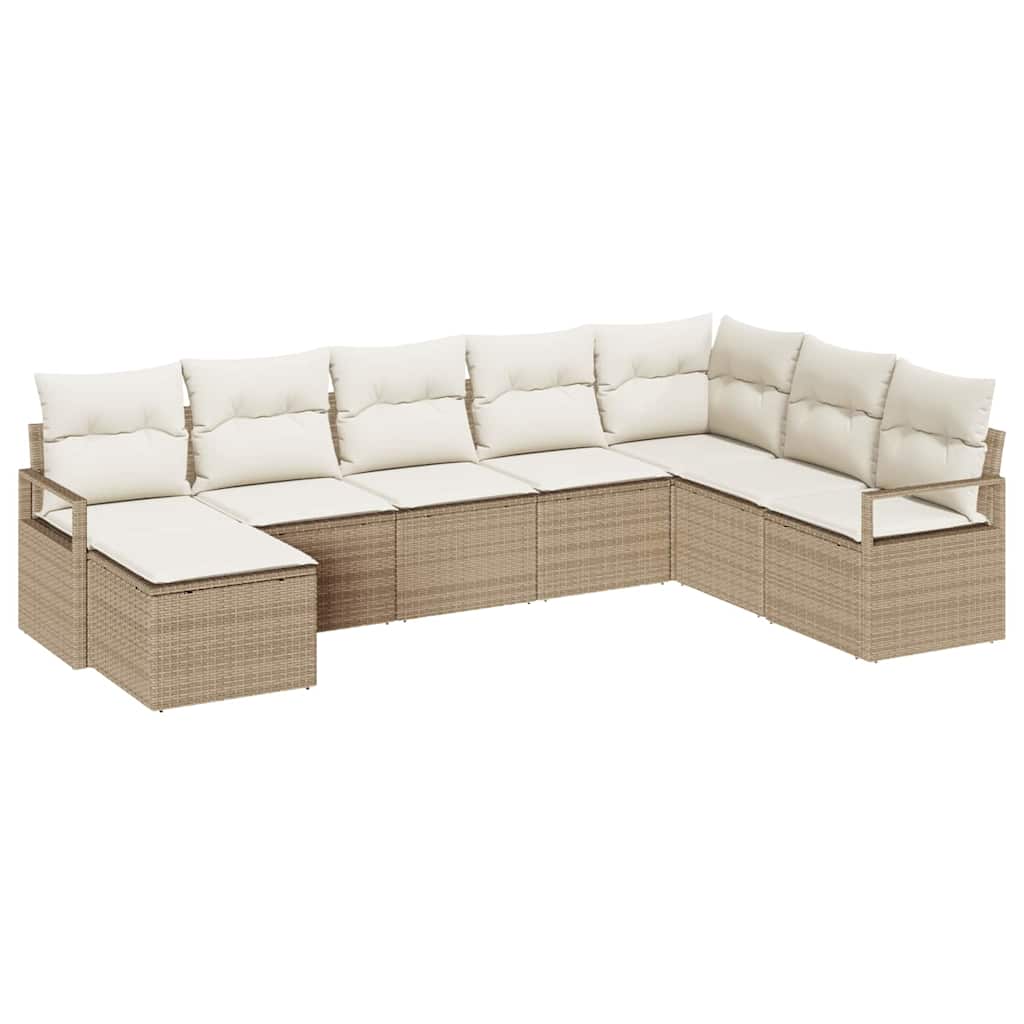 Bankstel 8 st Beige en Crème poly rattan