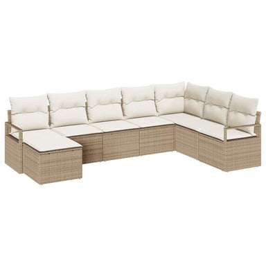 Bankstel 8 st Beige en Crème poly rattan