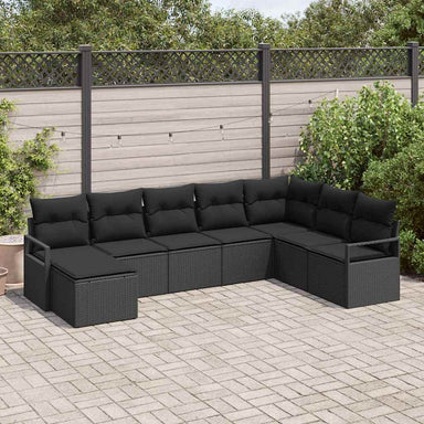 Bankstel 8 st Zwart poly rattan