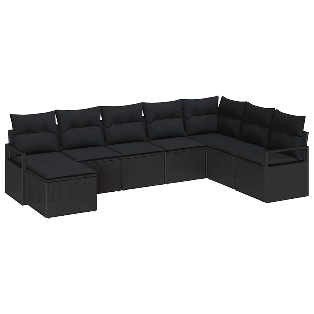 Bankstel 8 st Zwart poly rattan