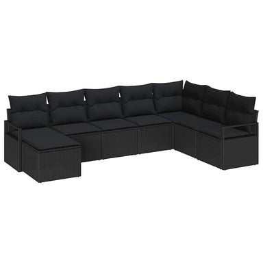 Bankstel 8 st Zwart poly rattan