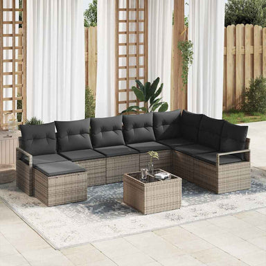 Bankstel 9 st Lichtgrijs poly rattan