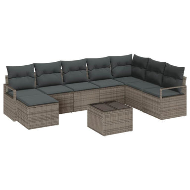 Bankstel 9 st Lichtgrijs poly rattan