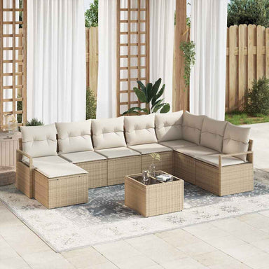 Bankstel 9 st Beige en Crème poly rattan