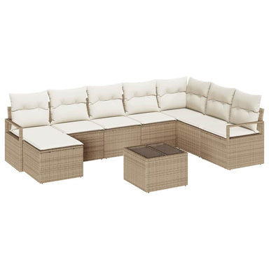 Bankstel 9 st Beige en Crème poly rattan