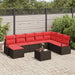 Bankstel 9 st Bruin en Rood poly rattan
