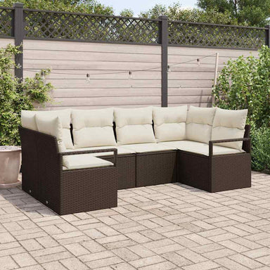 Tuinbankenset 6 st Bruin en wit poly rattan