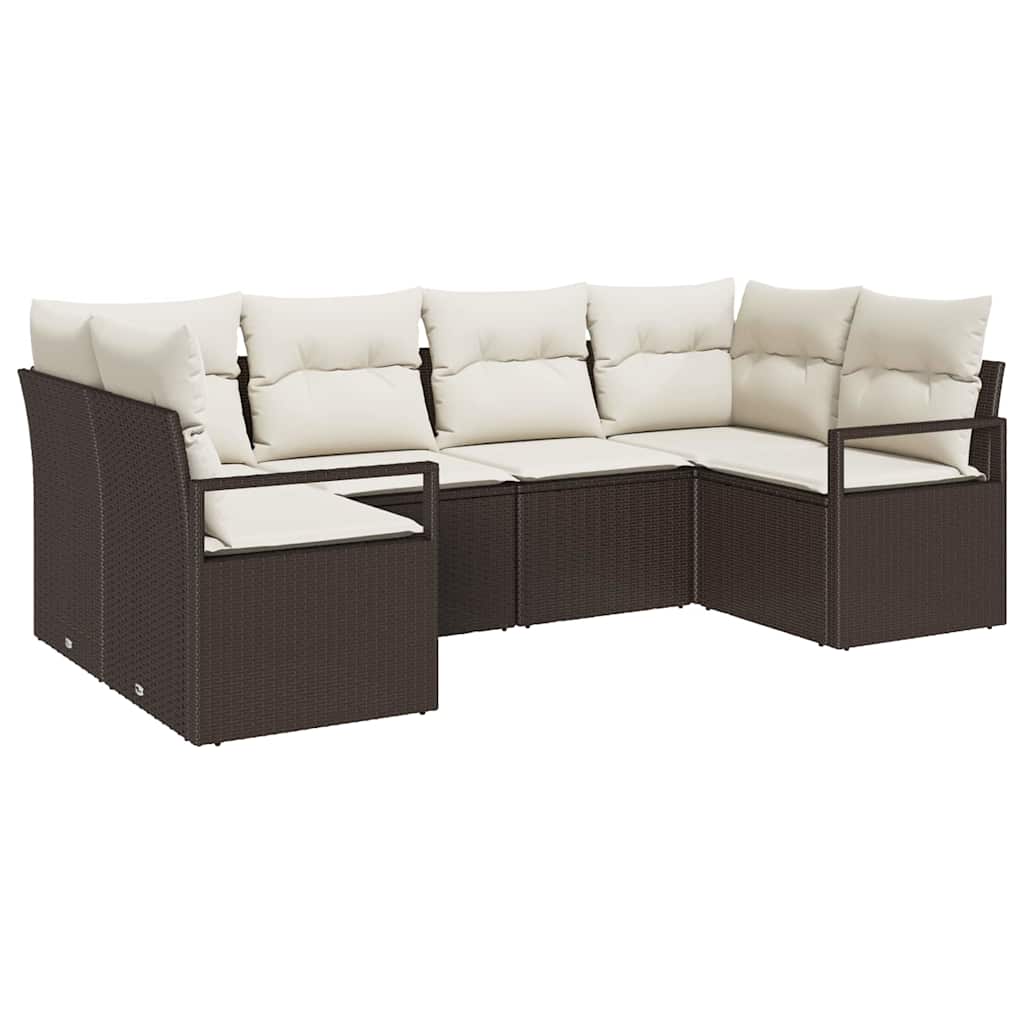 Tuinbankenset 6 st Bruin en wit poly rattan