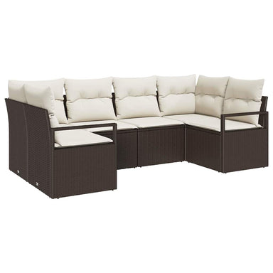 Tuinbankenset 6 st Bruin en wit poly rattan