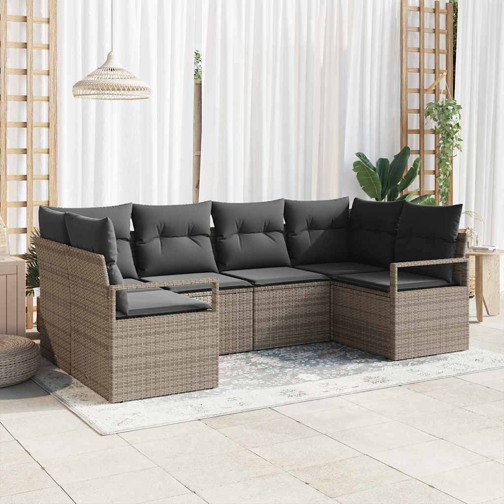 Tuinbankenset 6 st Grijs poly rattan