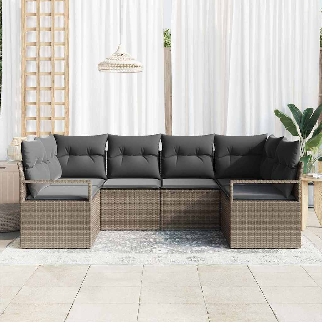 Tuinbankenset 6 st Grijs poly rattan