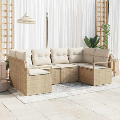 Tuinbankenset 6 st Beige en Wit poly rattan