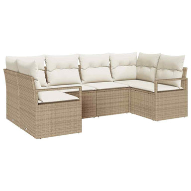 Tuinbankenset 6 st Beige en Wit poly rattan