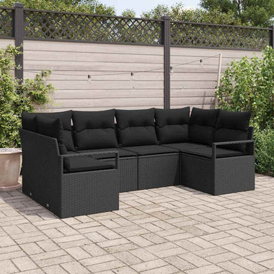 Tuinbankenset 6 st Zwart poly rattan