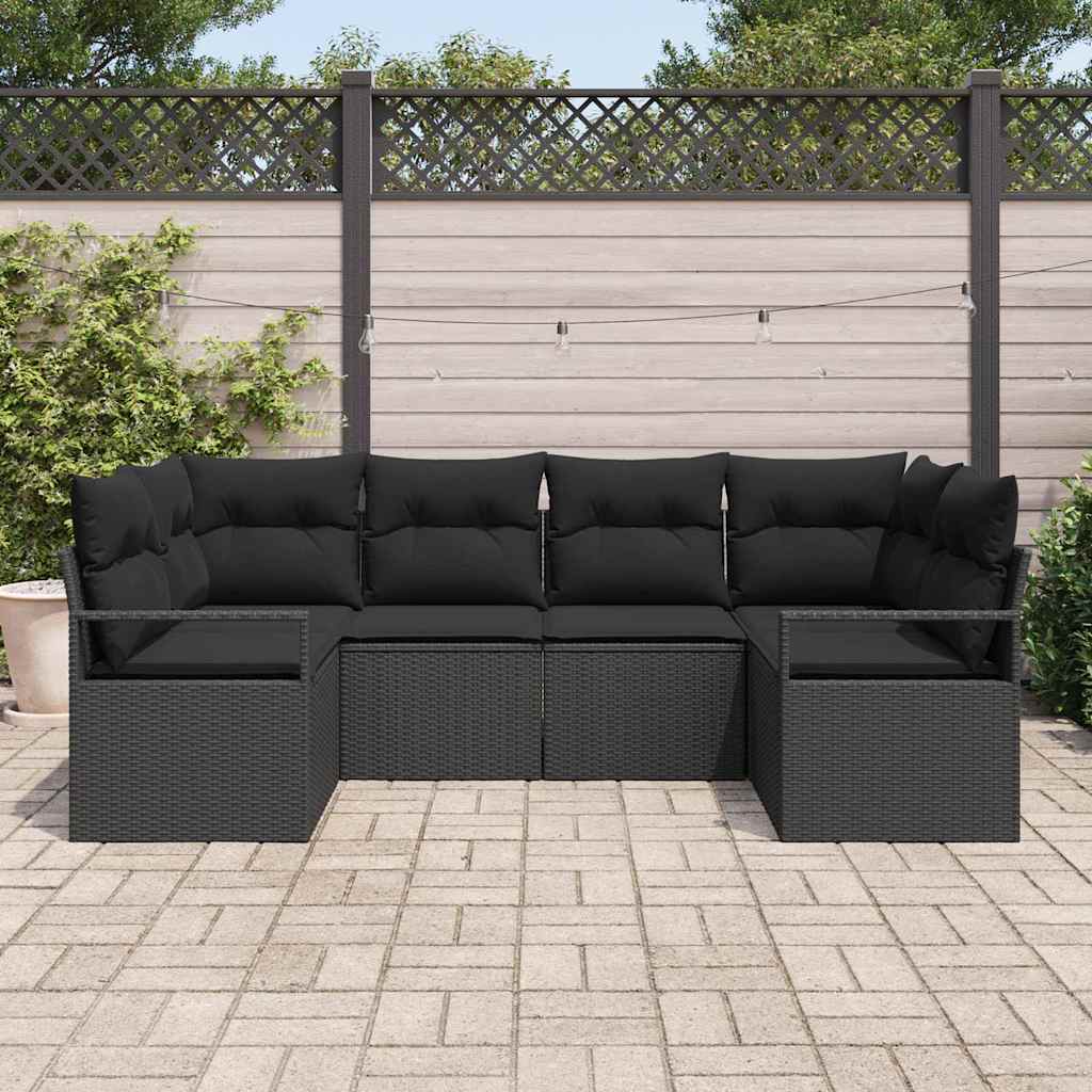Tuinbankenset 6 st Zwart poly rattan
