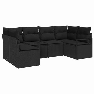Tuinbankenset 6 st Zwart poly rattan