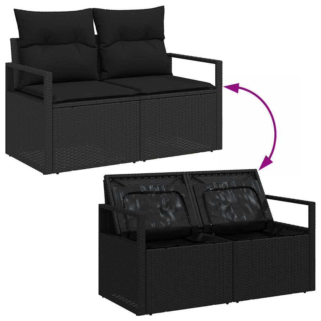 Tuinbankenset 6 st Zwart poly rattan