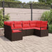 Tuinbankenset 6 st Bruin en Rood poly rattan