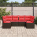 Tuinbankenset 6 st Bruin en Rood poly rattan
