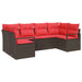 Tuinbankenset 6 st Bruin en Rood poly rattan