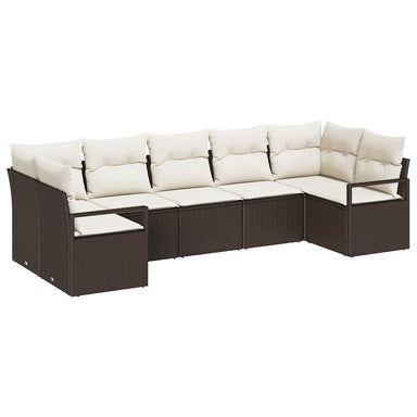 Tuinbankenset 7 st Bruin en wit poly rattan