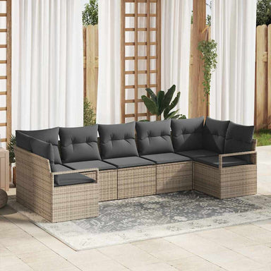 Tuinbankenset 7 st Grijs poly rattan