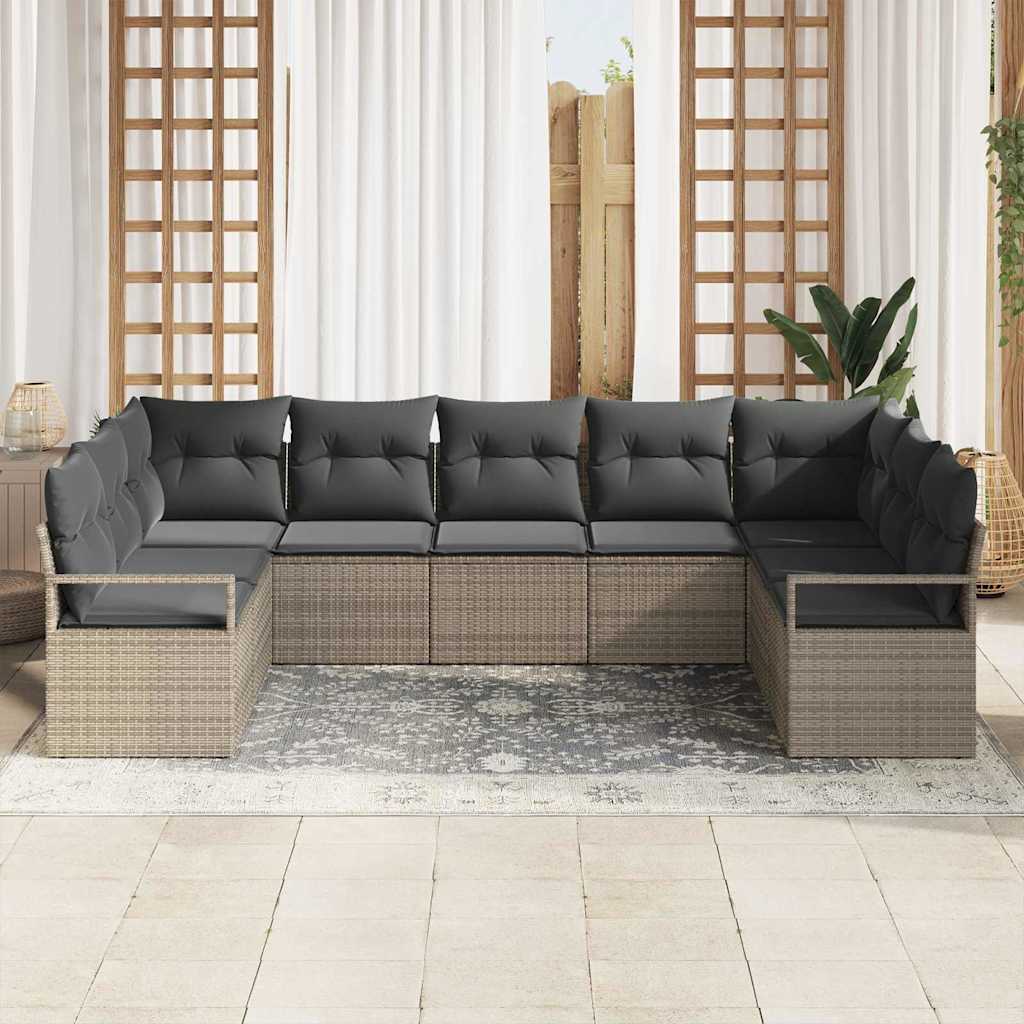 Tuinbankenset 7 st Grijs poly rattan