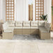 Tuinbankenset 7 st Beige en Wit poly rattan