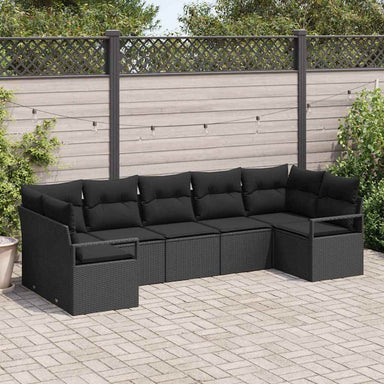 Tuinbankenset 7 st Zwart poly rattan