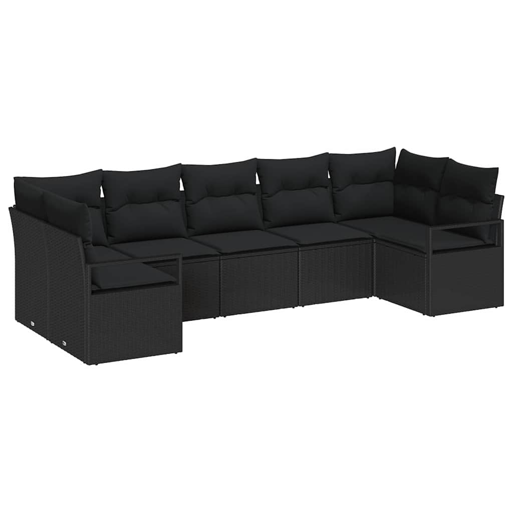 Tuinbankenset 7 st Zwart poly rattan