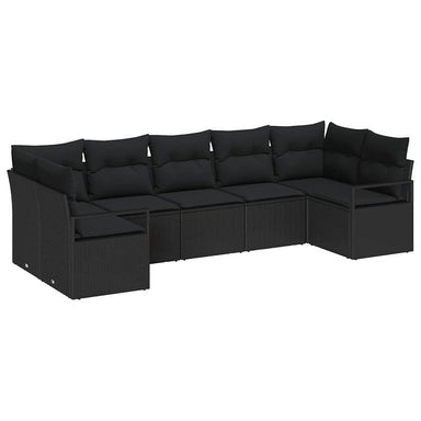 Tuinbankenset 7 st Zwart poly rattan