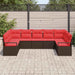 Tuinbankenset 7 st Bruin en Rood poly rattan