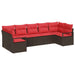 Tuinbankenset 7 st Bruin en Rood poly rattan