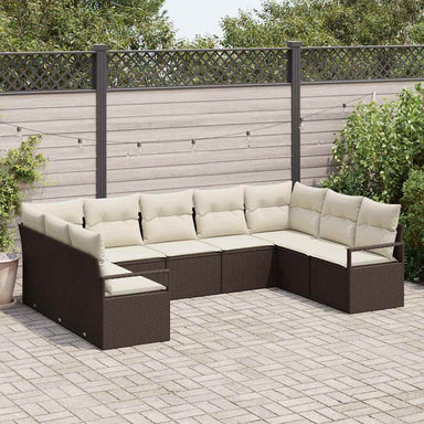 Tuinbankenset 9 st Bruin en wit poly rattan