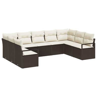 Tuinbankenset 9 st Bruin en wit poly rattan