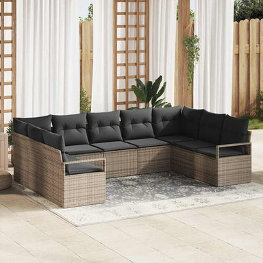 Tuinbankenset 9 st Grijs poly rattan