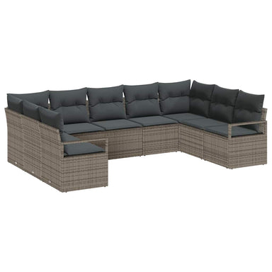 Tuinbankenset 9 st Grijs poly rattan