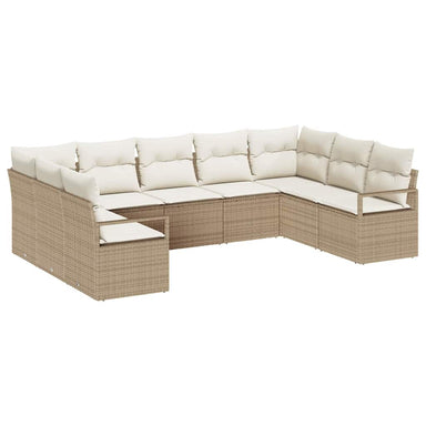 Tuinbankenset 9 st Beige en Wit poly rattan