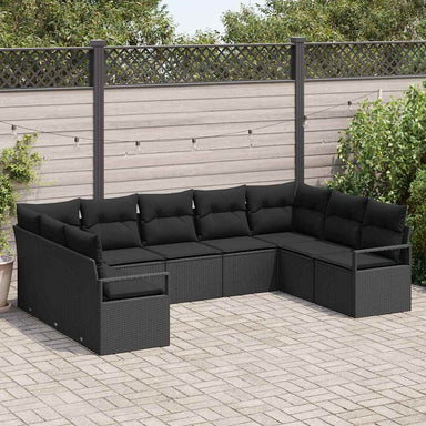 Tuinbankenset 9 st Zwart poly rattan