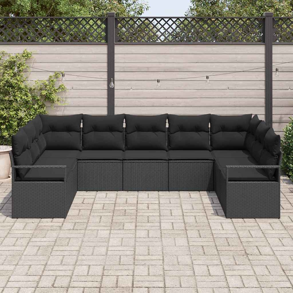 Tuinbankenset 9 st Zwart poly rattan