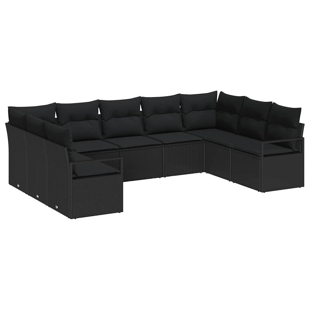 Tuinbankenset 9 st Zwart poly rattan